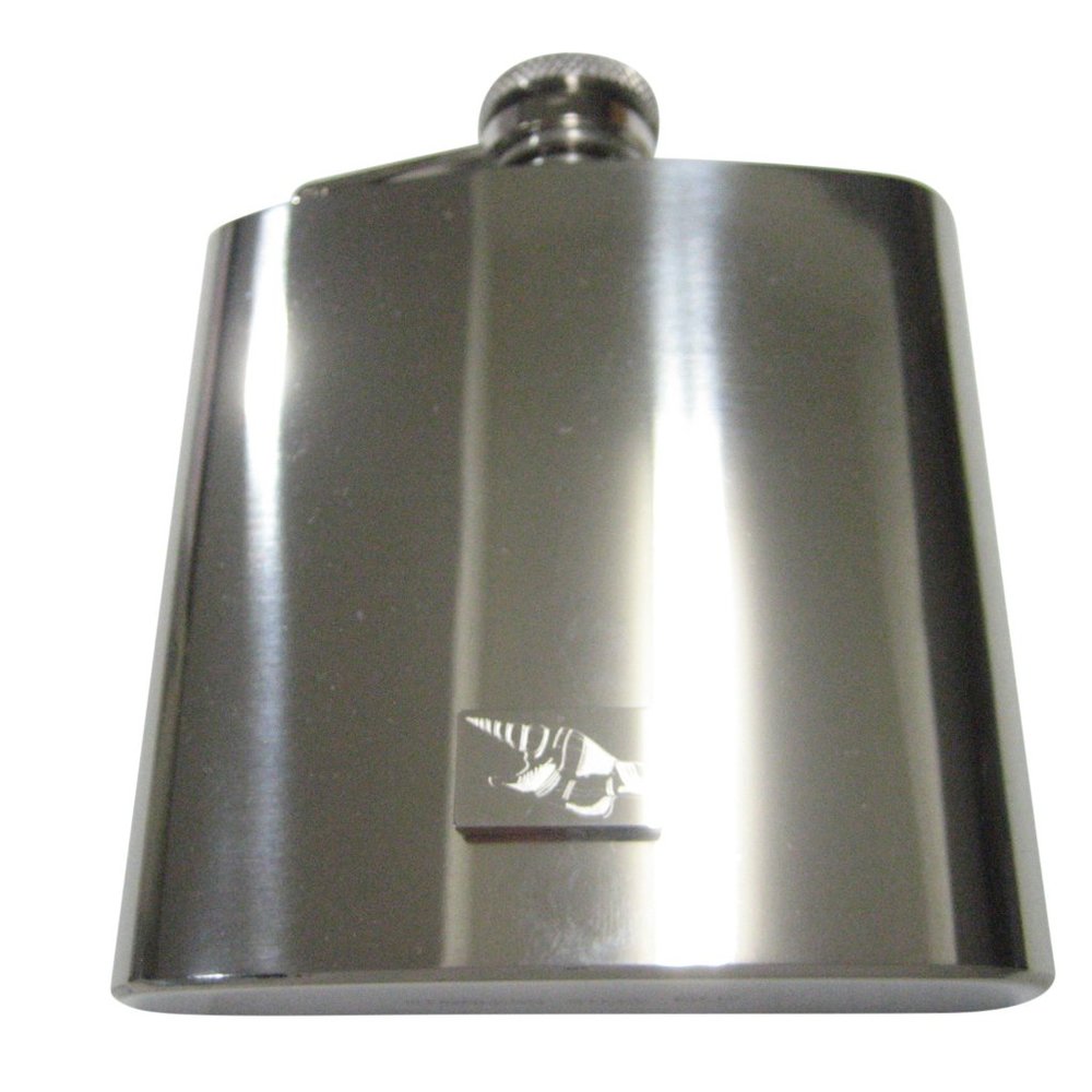 Silver Toned Rectangular Etched Sea Shell 6oz Fla… - image 1